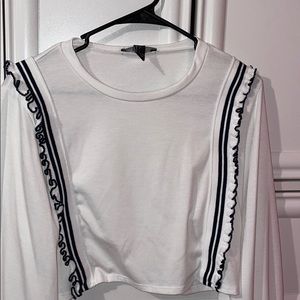 F21 White frilly crop top
